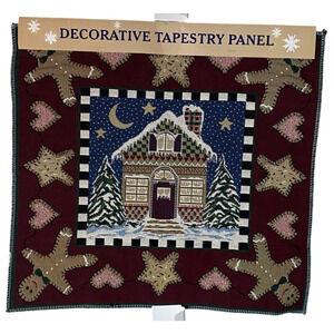 Vintage Tapestry 18" No Cut Pillow Panel Gingerman House Christmas Home Decor